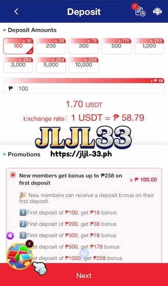 Step 2: Enter the amount you wish to deposit. The system will automatically convert USDT to pesos according to the market exchange rate.